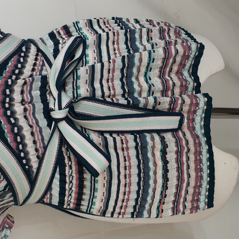 Masoni Tweed striped blouse blue pink size 46 us size 6 - Picture 3 of 9